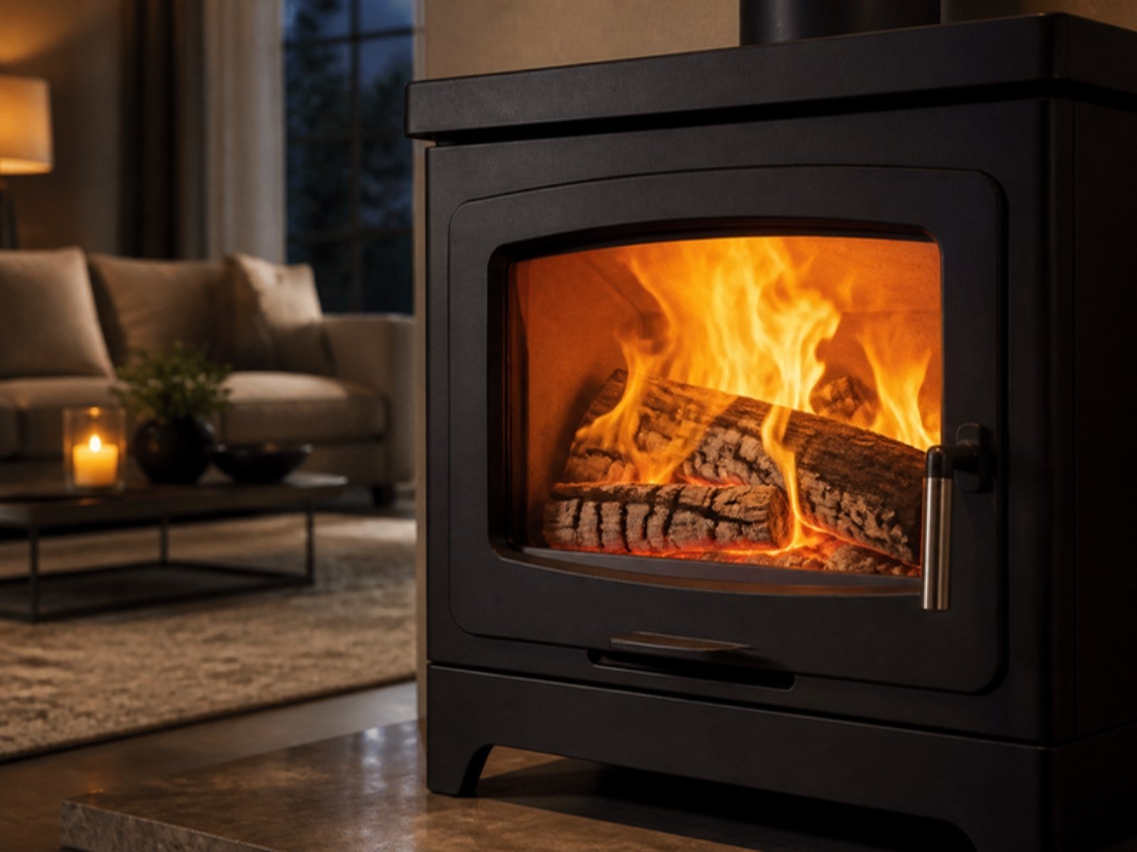 Kiln-dried hardwood catching fast in a wood stove